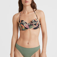 Haut de bikini bandeau moulé avec armature Havaa | Black Tropical Flower