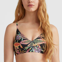 Haut de bikini brassière Wave | Black Tropical Flower