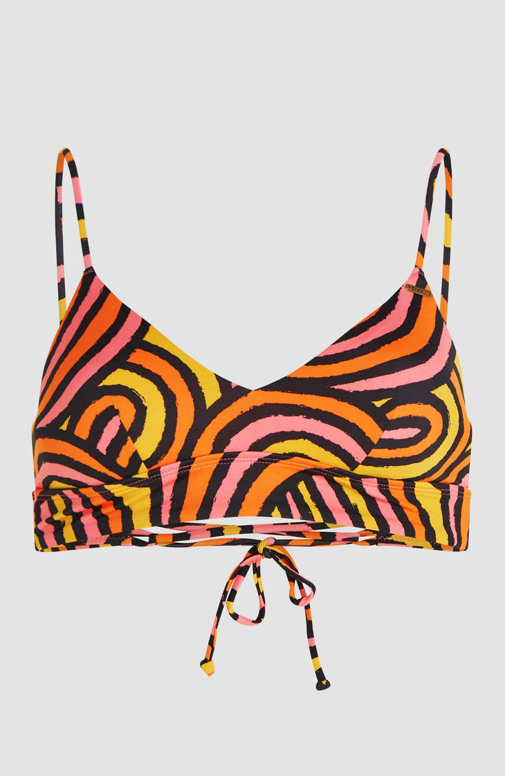 Haut de bikini Wave Crop | Orange Rainbow Stripe