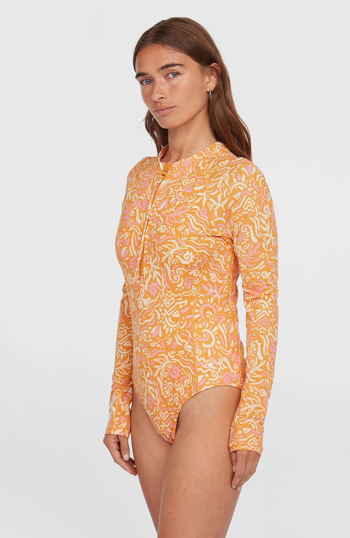 Surfsuit à manches longues Women of the Wave | Orange Abstract Wave