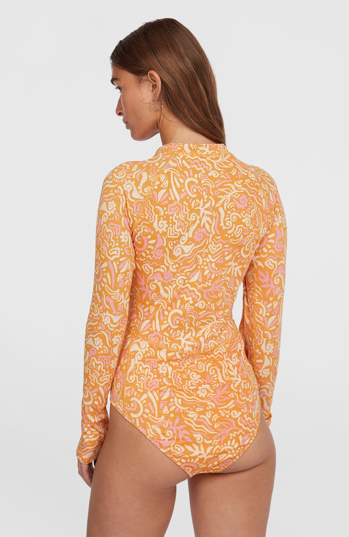 Surfsuit à manches longues Women of the Wave | Orange Abstract Wave