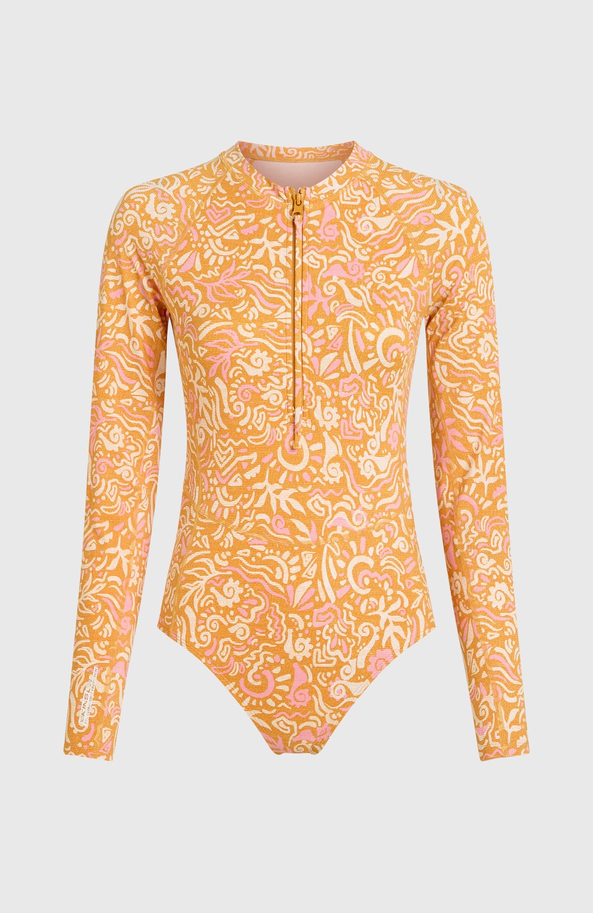 Surfsuit à manches longues Women of the Wave | Orange Abstract Wave