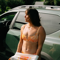 Ensemble de bikinis Women of the Wave Popoyo Matira | Orange Abstract Wave