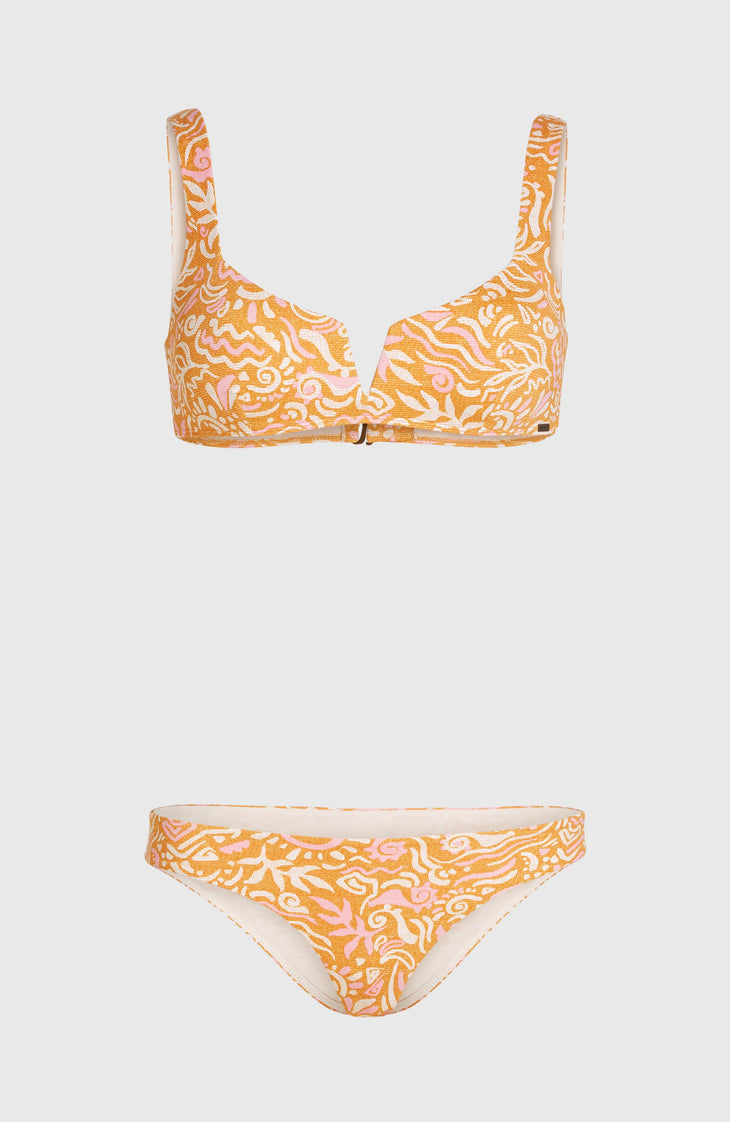 Ensemble de bikinis Women of the Wave Popoyo Matira | Orange Abstract Wave