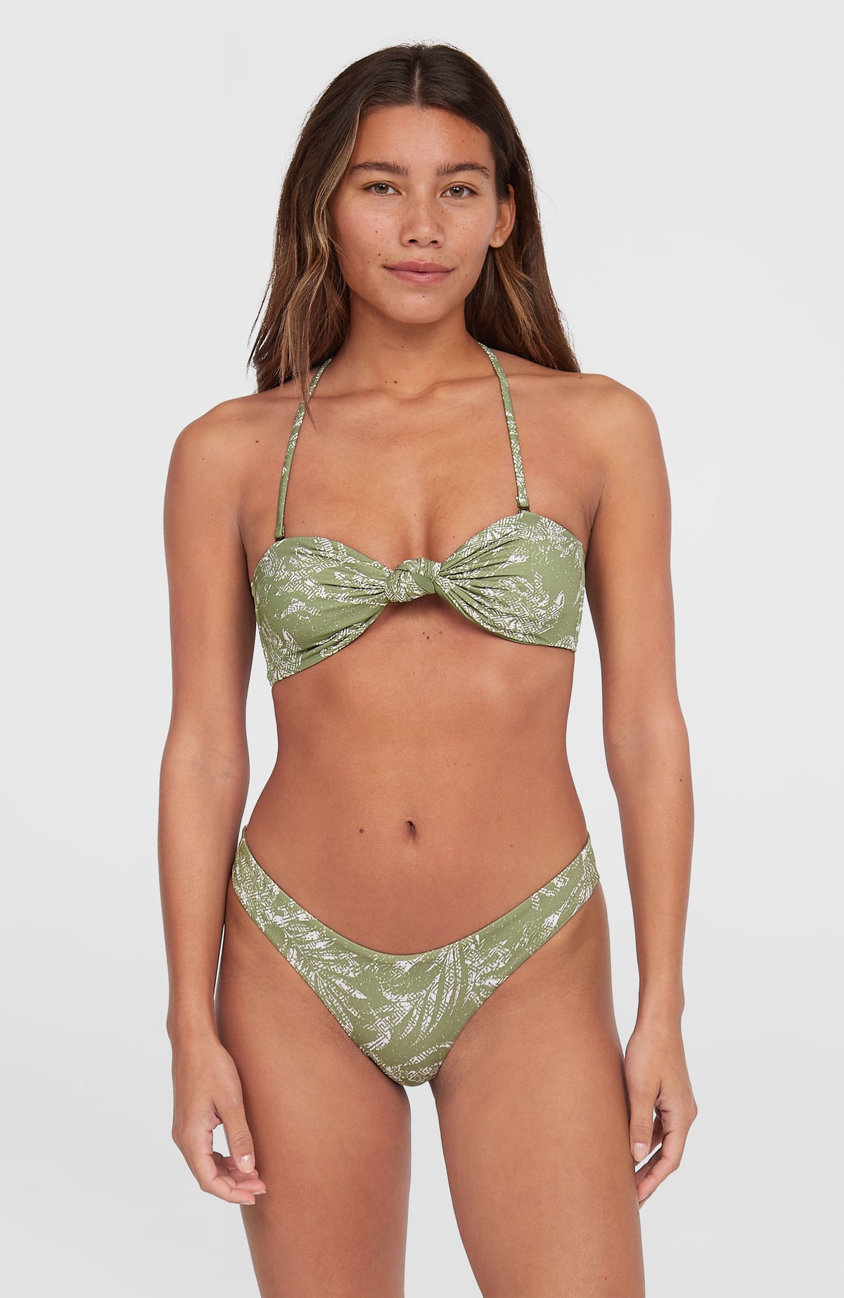 Ensemble de bikinis Knot Bandeau Matira | Green Textured Jungle