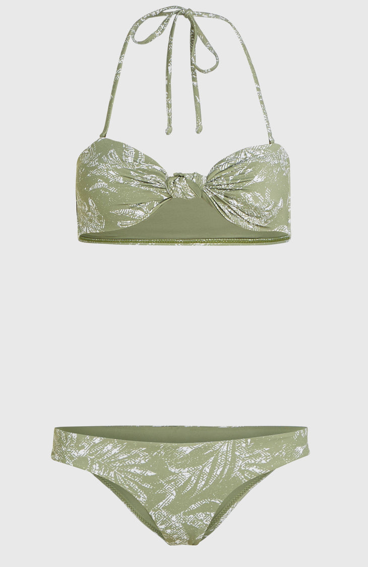 Ensemble de bikinis Knot Bandeau Matira | Green Textured Jungle