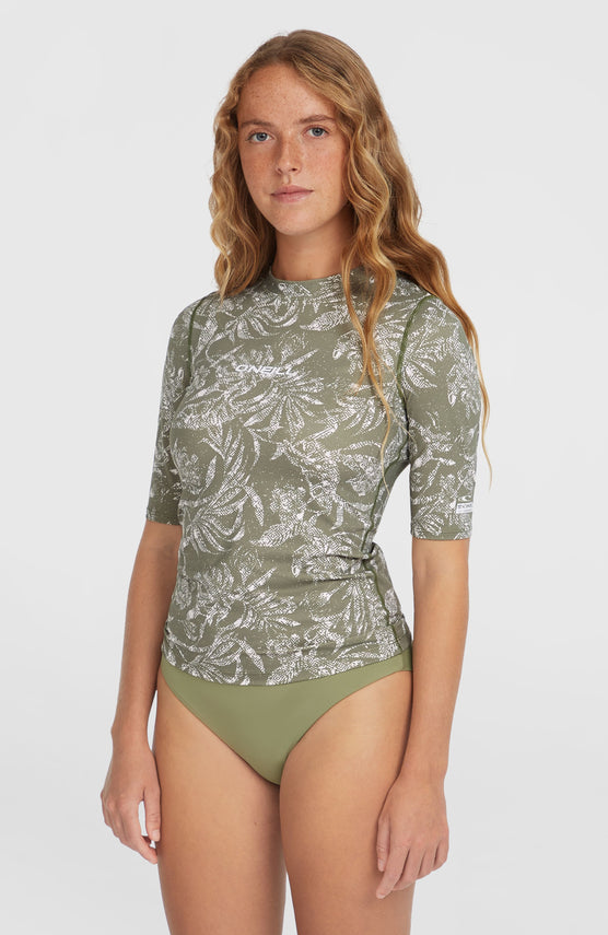 Lycra à manches courtes Essentials | Green Textured Jungle
