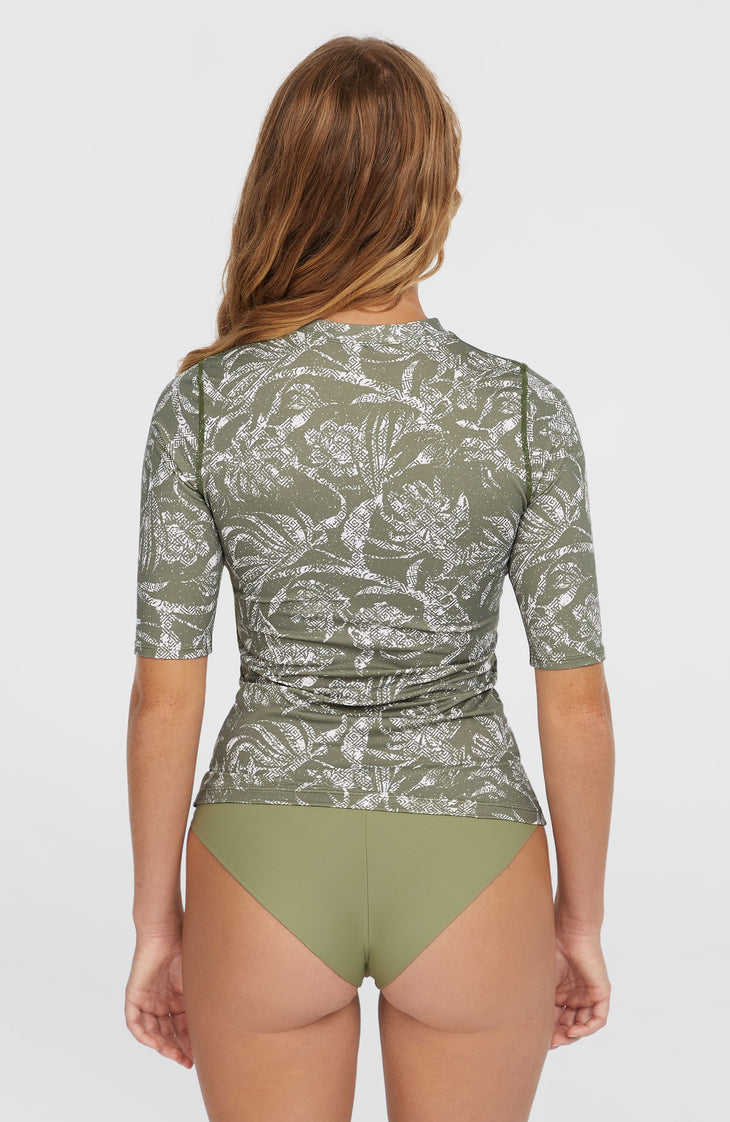 Lycra à manches courtes Essentials | Green Textured Jungle