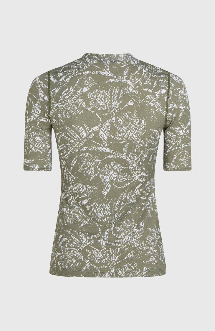 Lycra à manches courtes Essentials | Green Textured Jungle