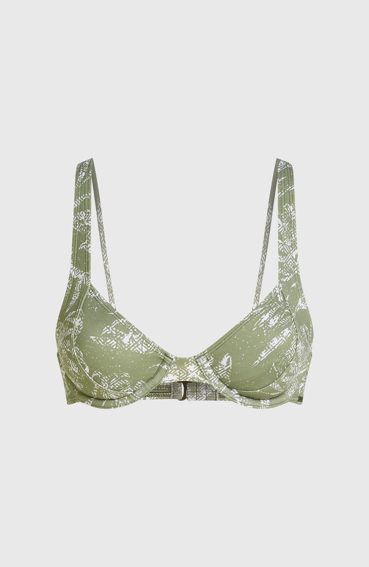 Haut de bikini à armature Elsie | Green Textured Jungle