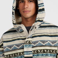 Sweat à capuche Superfleece à col demi-zip | Grey Ikat Stripe