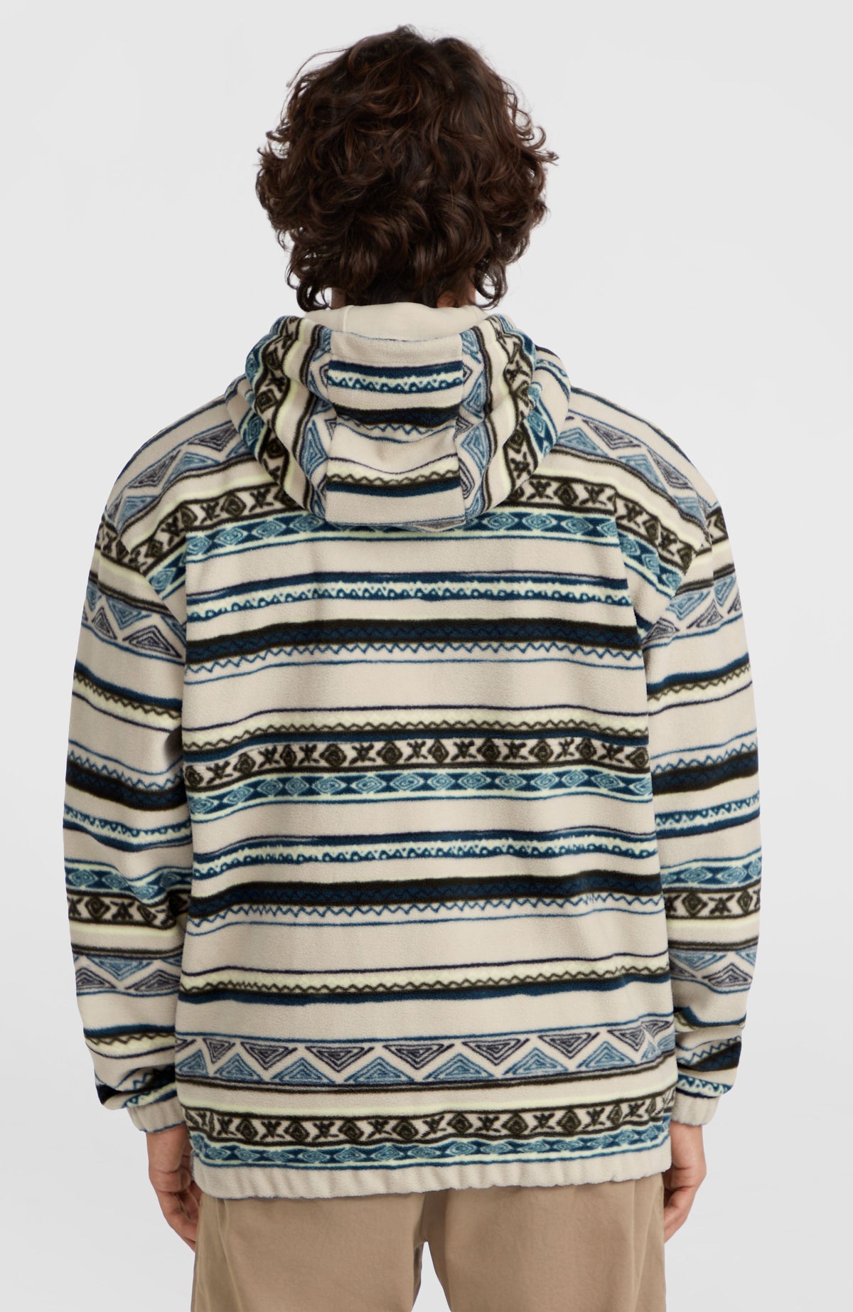 Sweat à capuche Superfleece à col demi-zip | Grey Ikat Stripe