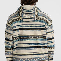 Sweat à capuche Superfleece à col demi-zip | Grey Ikat Stripe