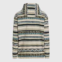 Sweat à capuche Superfleece à col demi-zip | Grey Ikat Stripe