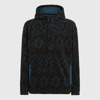 Sweat à capuche Superfleece à col demi-zip | Black Retro Ikat