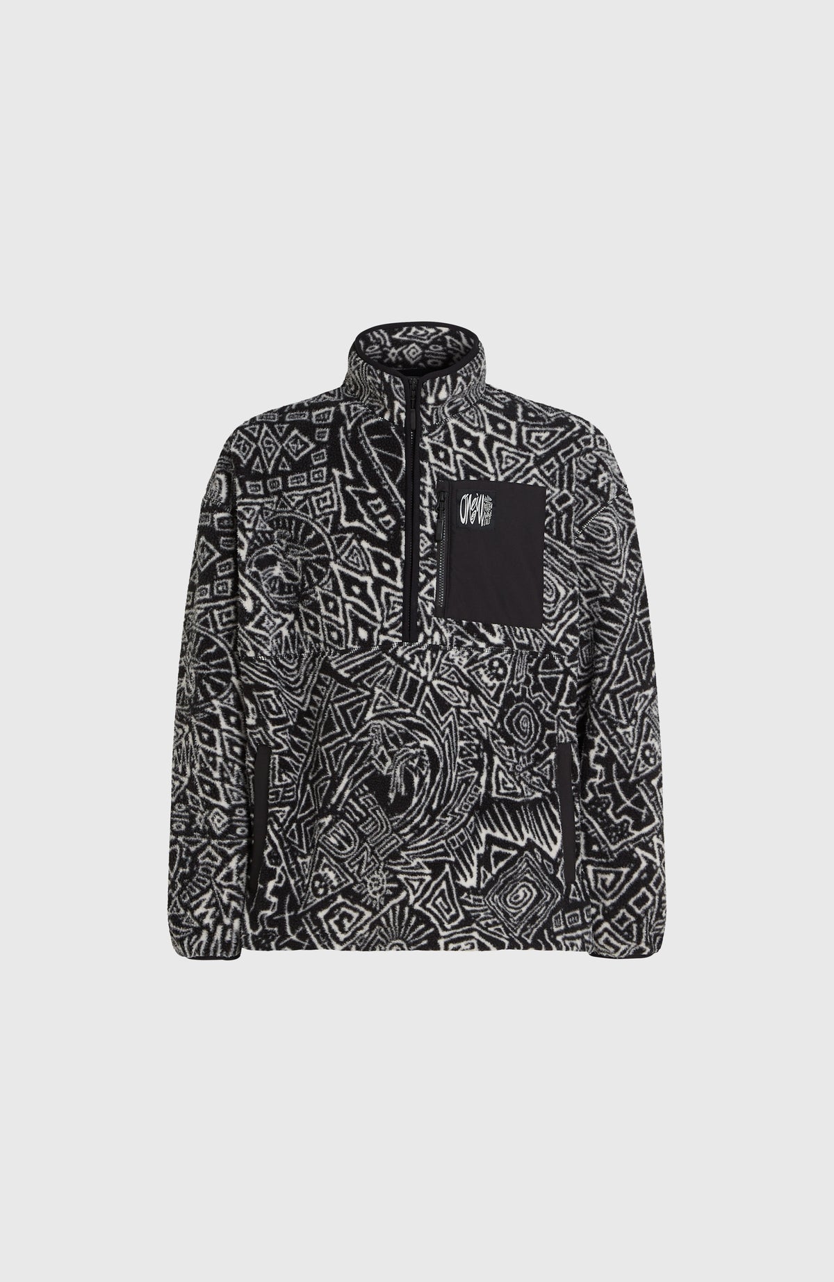 Polaire à poils longs et col demi-zip Surf Heroes | White/Black Sketcheritage