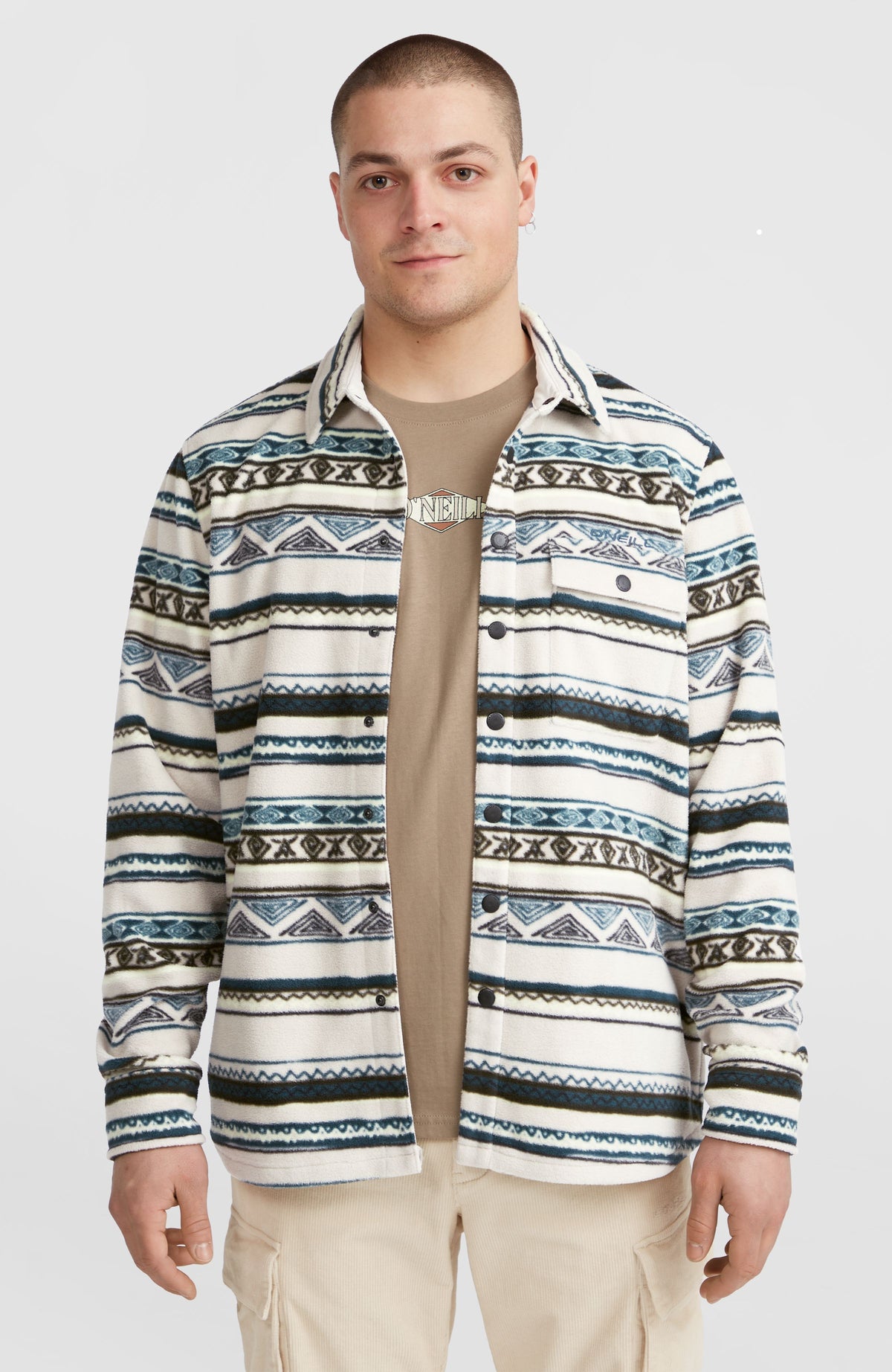 Chemise Superfleece | Grey Ikat Stripe