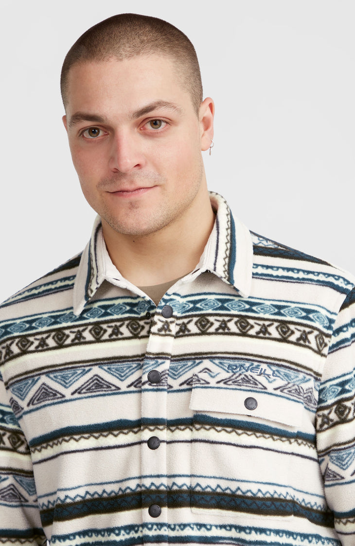 Chemise Superfleece | Grey Ikat Stripe