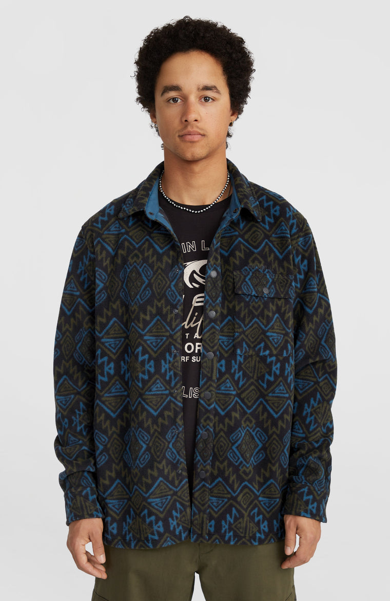 Chemise Superfleece | Black Retro Ikat