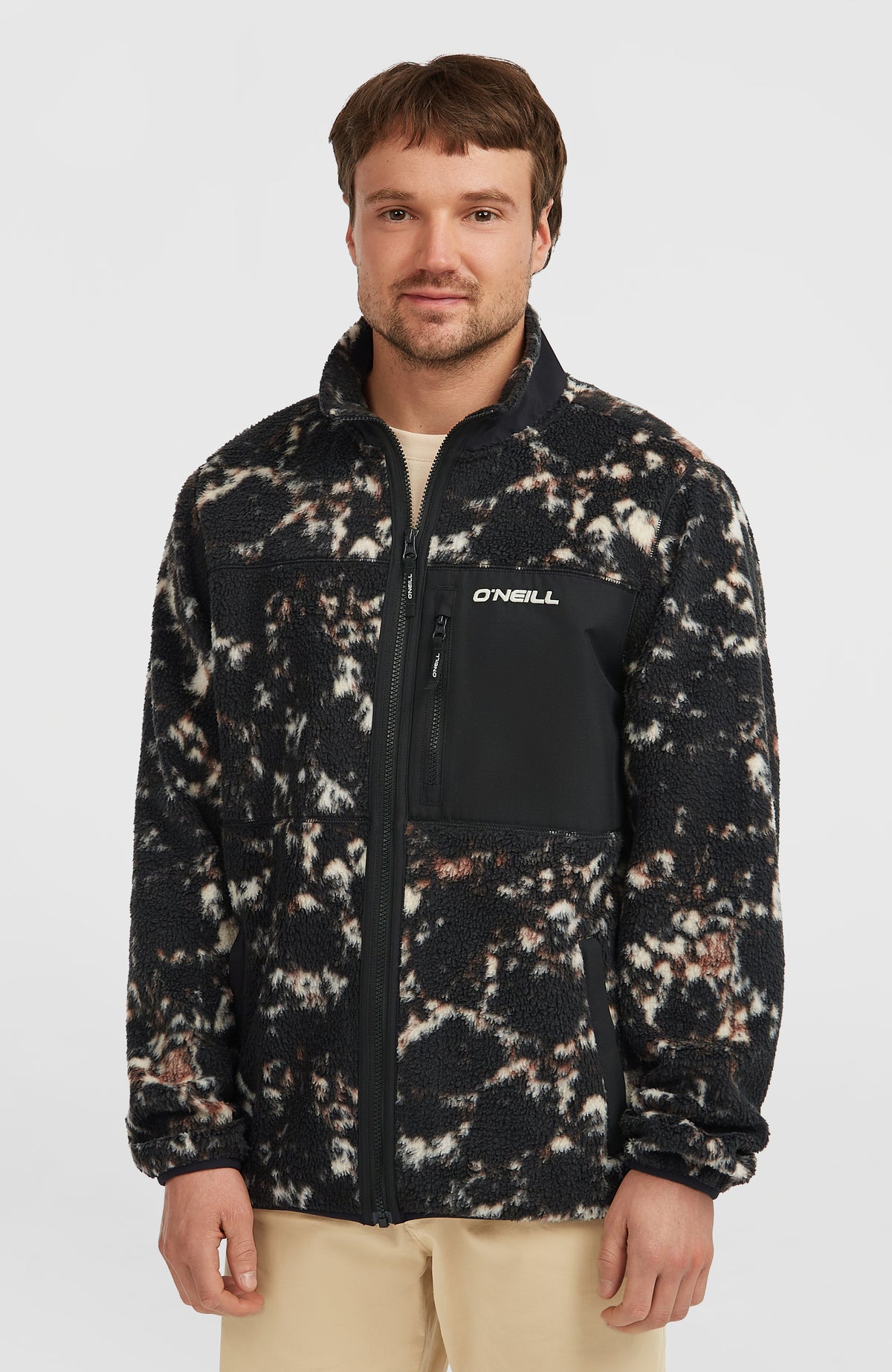 Polaire à poils longs et zip intégral Must-Have | Black/Beige Quarry