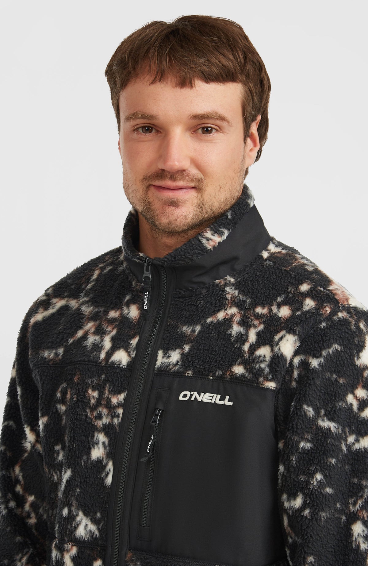 Polaire à poils longs et zip intégral Must-Have | Black/Beige Quarry