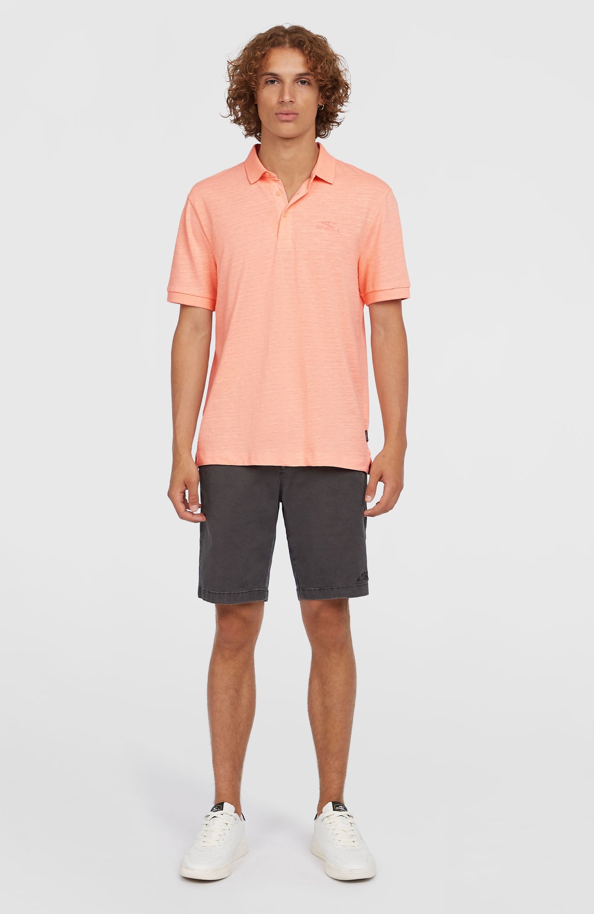 Slub Polo Small Logo | Coral Pop