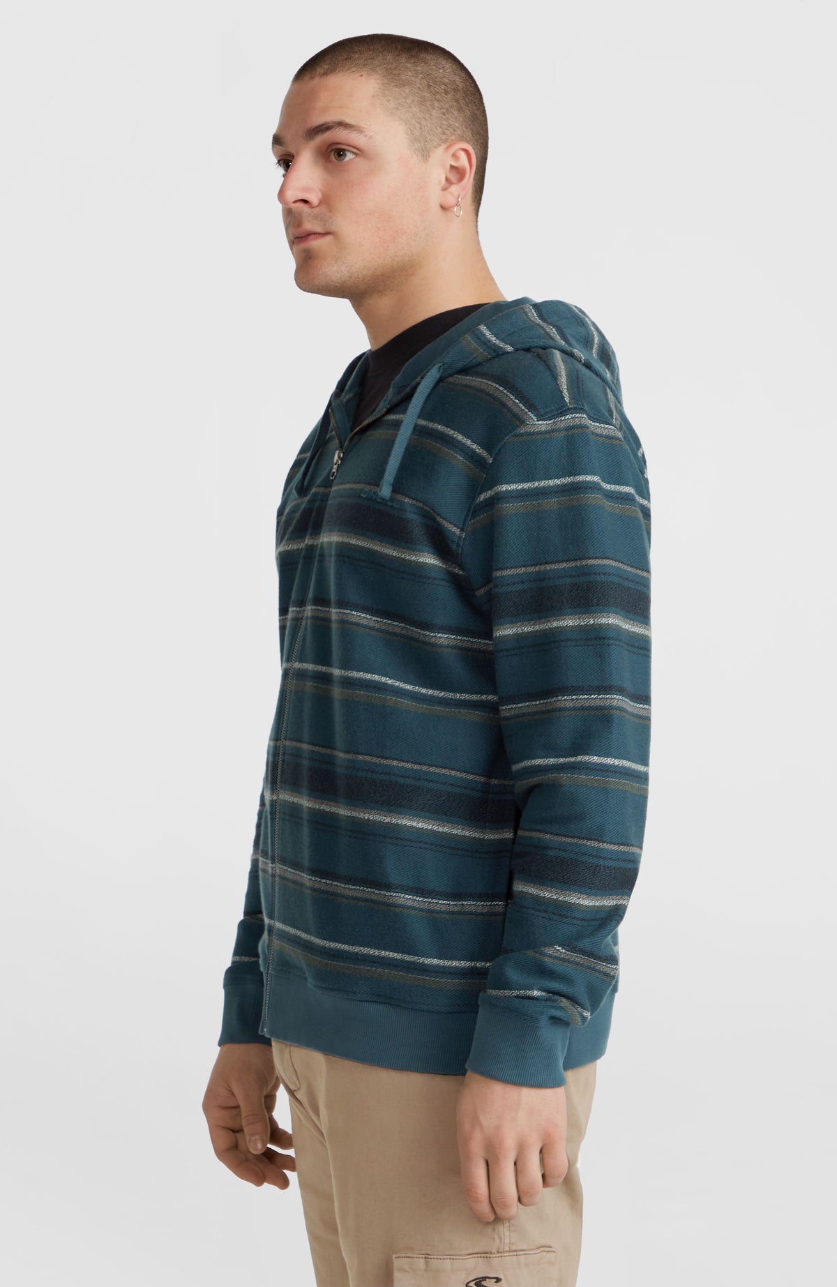 Sweat à capuche Bavaro à zip intégral | Blue Ikat Stripe