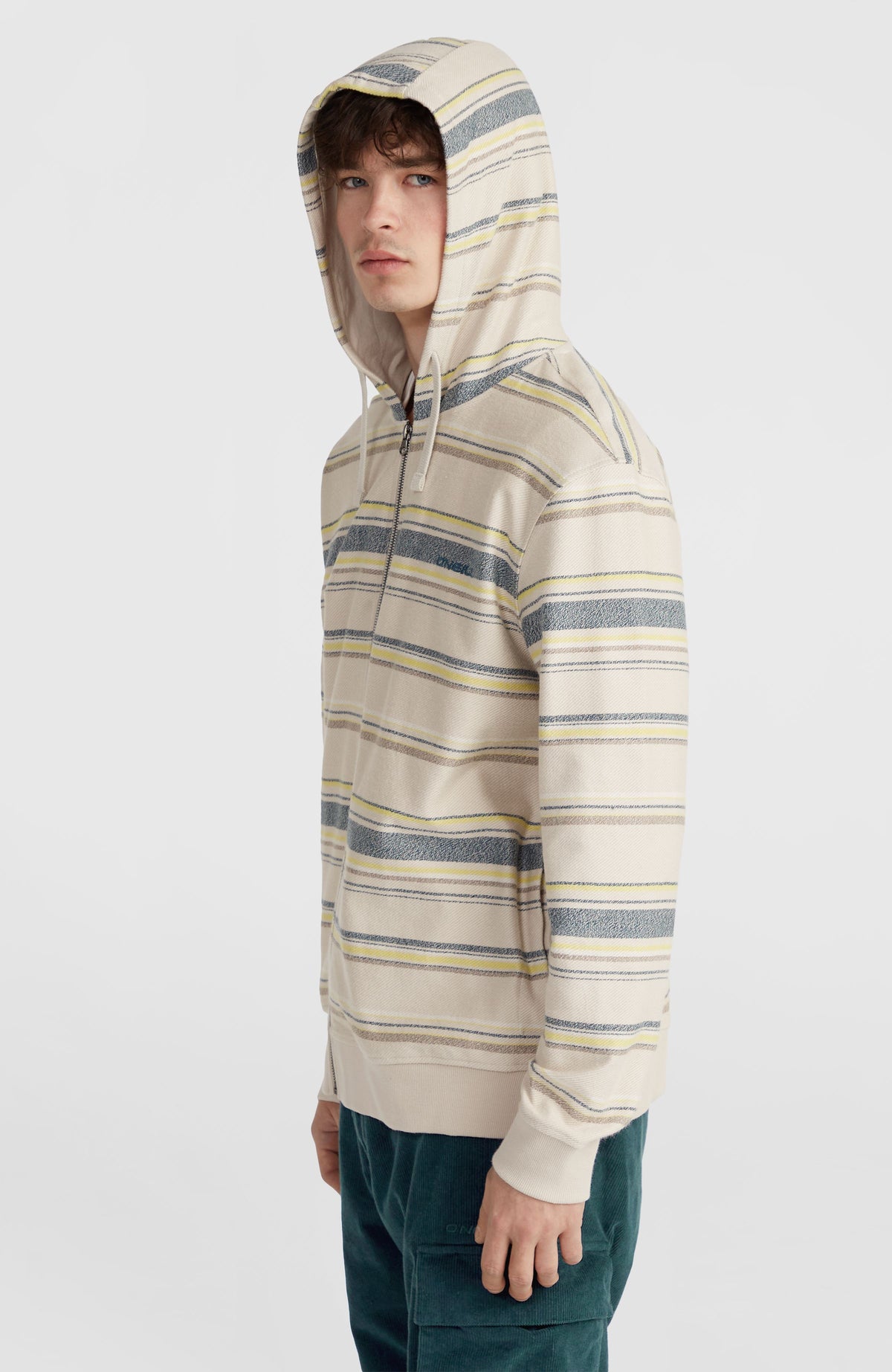 Sweat à capuche Bavaro à zip intégral | Grey Vintage Stripe