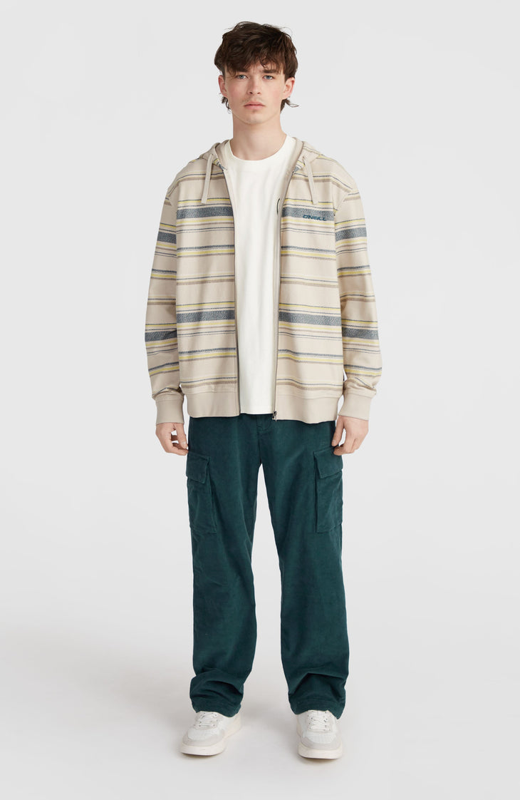 Sweat à capuche Bavaro à zip intégral | Grey Vintage Stripe