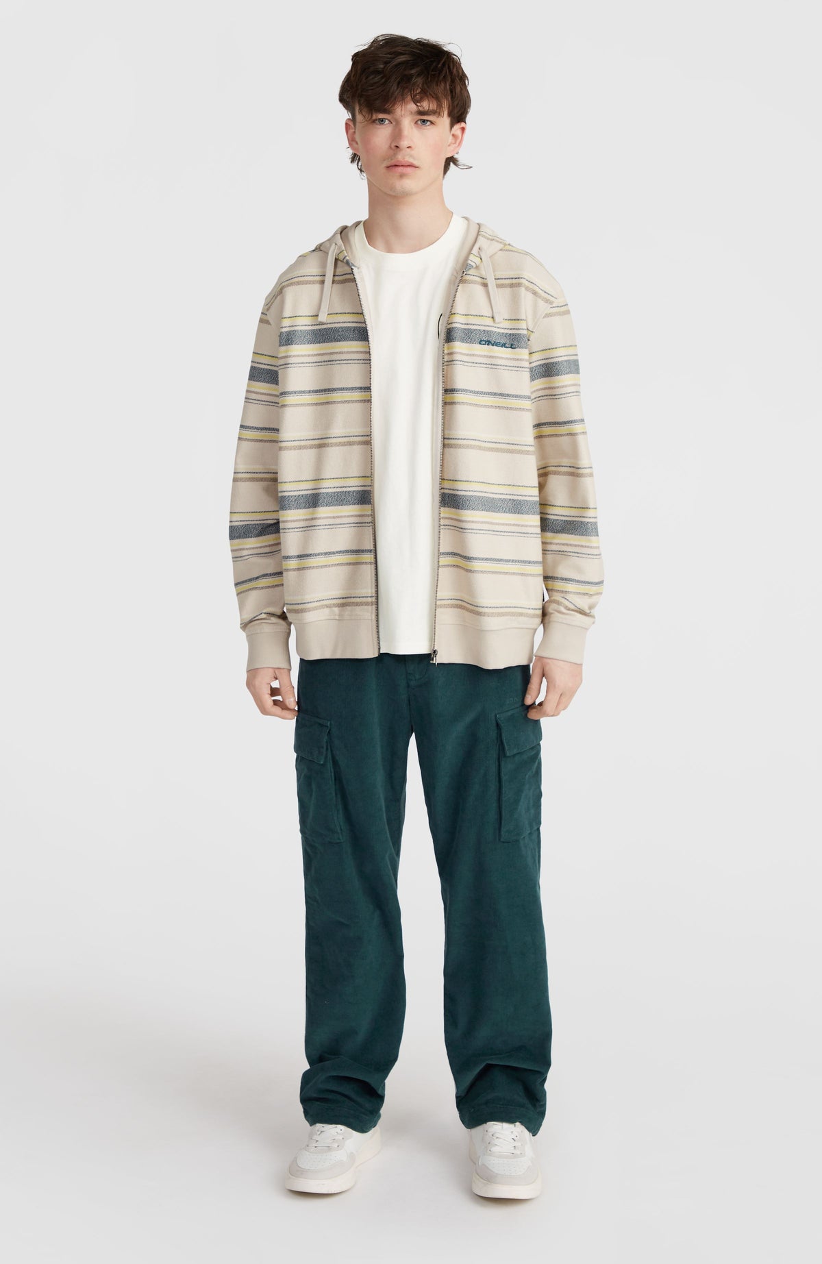 Sweat à capuche Bavaro à zip intégral | Grey Vintage Stripe