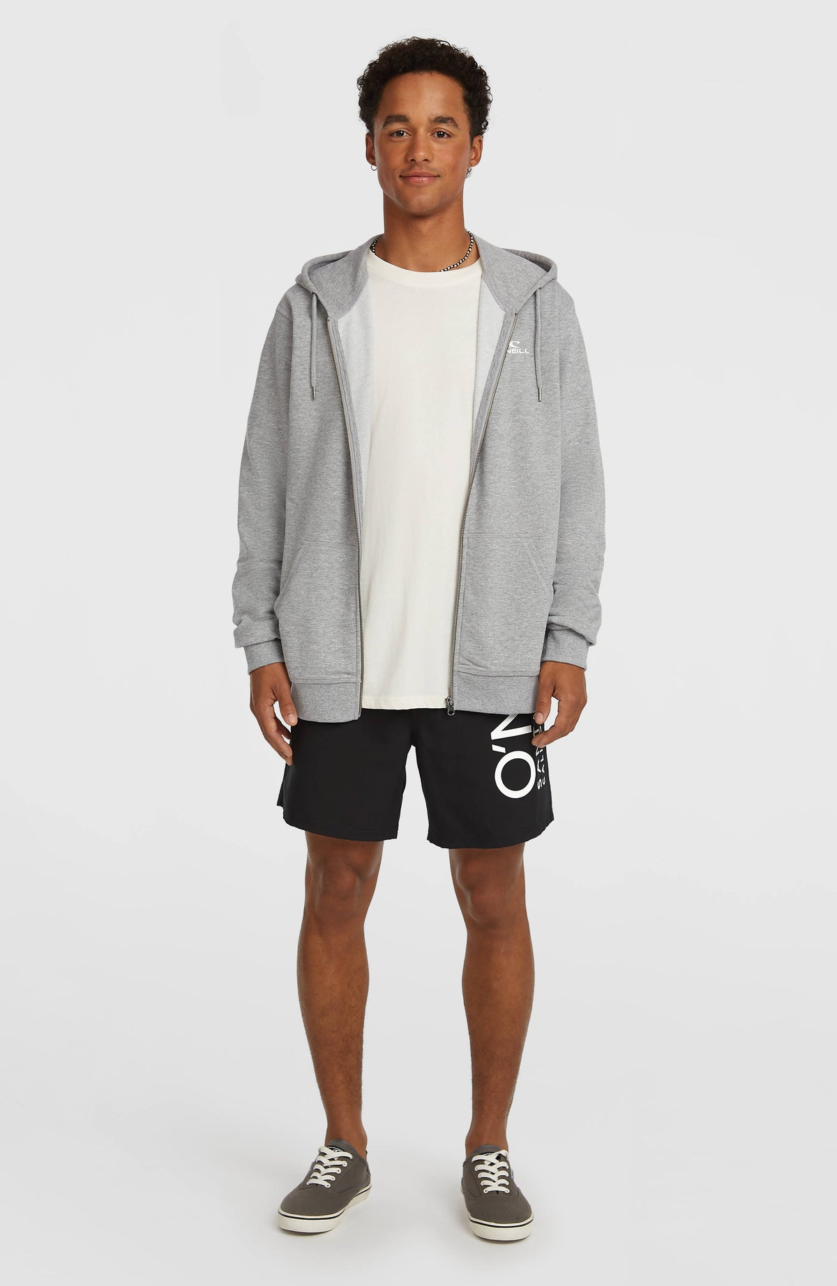Sweat à capuche et zip intégral Small Logo | Silver Melee