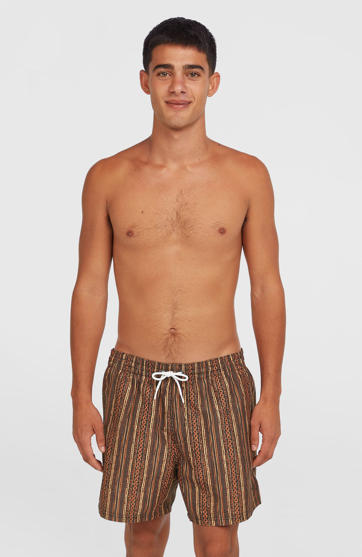 Short de bain Cali Print 15'' | Orange Pressed Lines