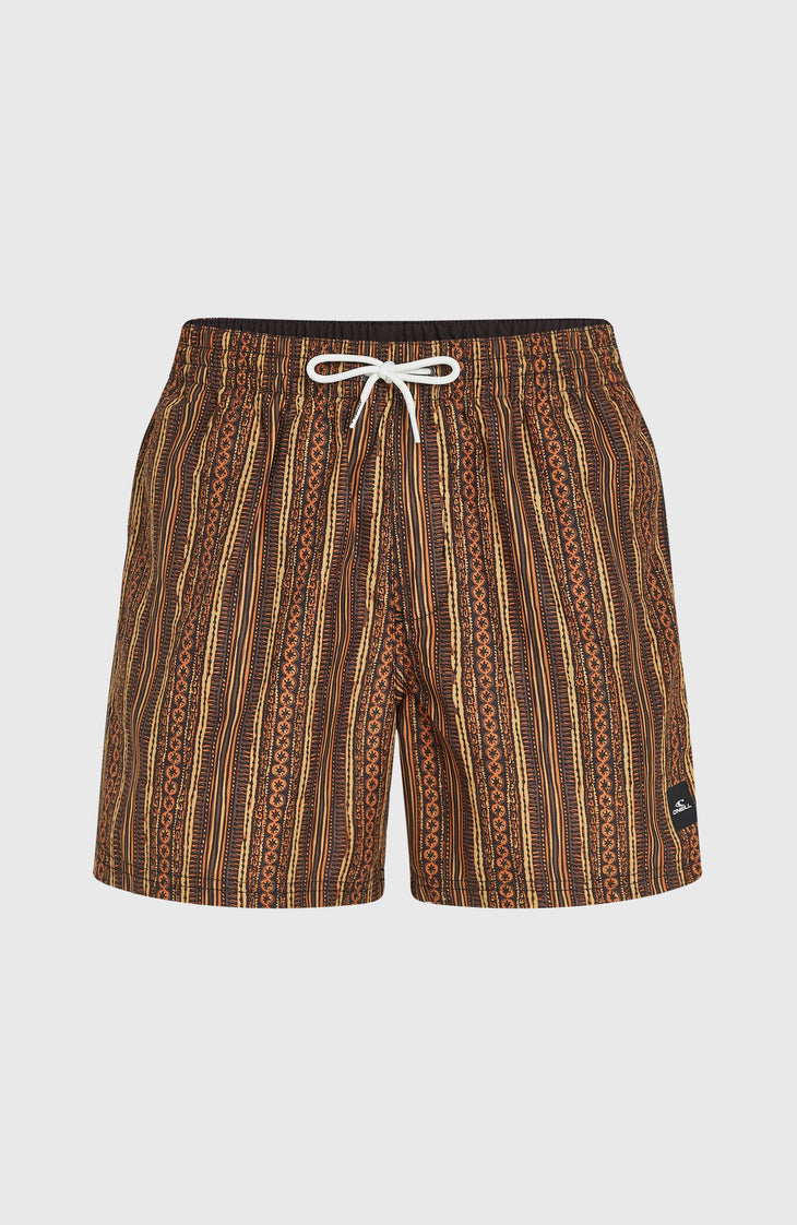 Short de bain Cali Print 15'' | Orange Pressed Lines
