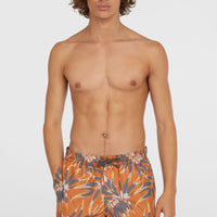 Short de bain Cali Floral 16'' | Orange Dipped Leaves
