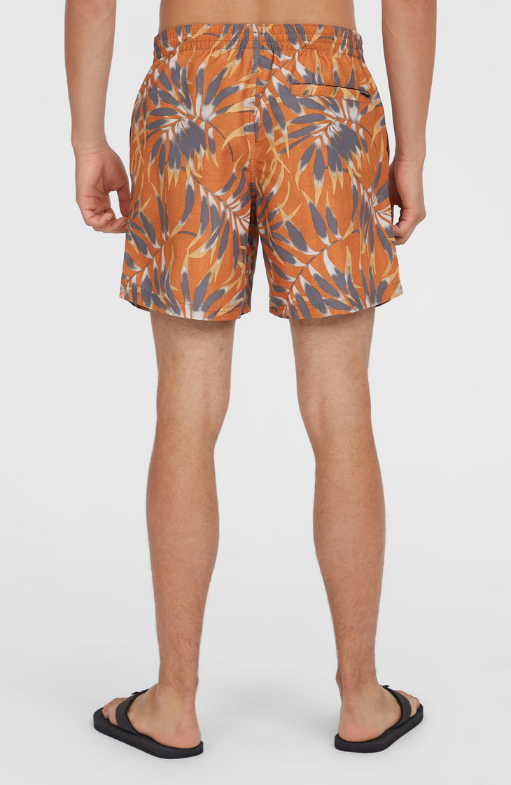 Short de bain Cali Floral 16'' | Orange Dipped Leaves