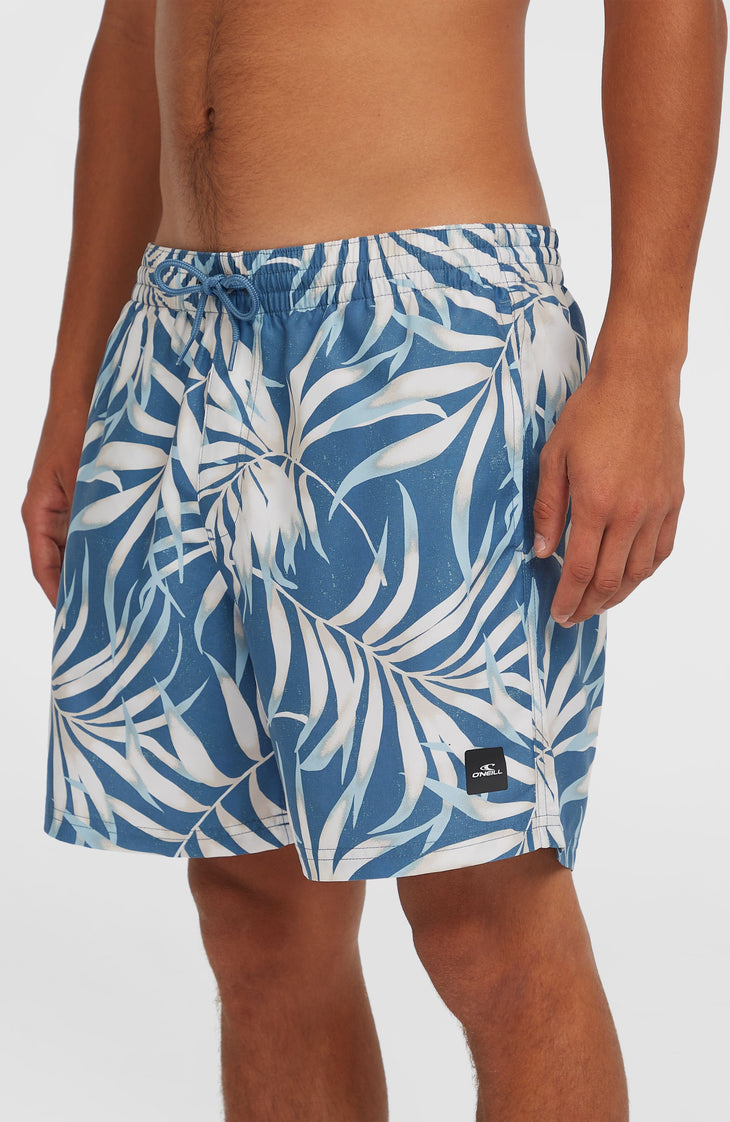 Short de bain Cali Floral 16'' | Blue Dipped Leaves