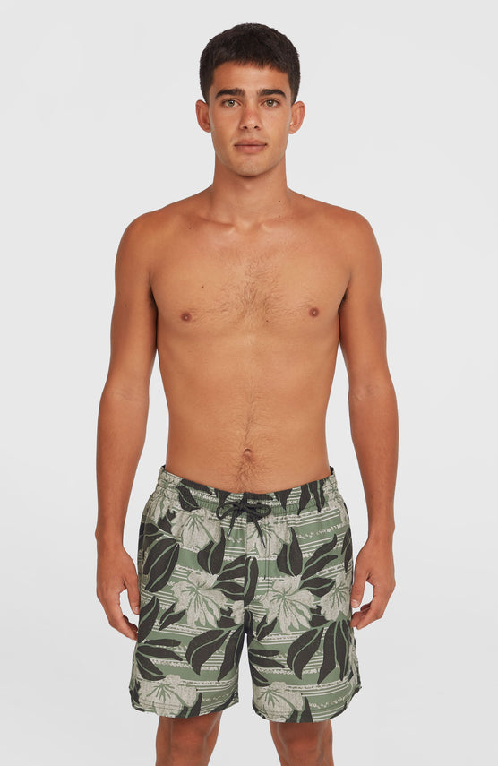 Short de bain Cali Floral 16'' | Green Dusty Flower