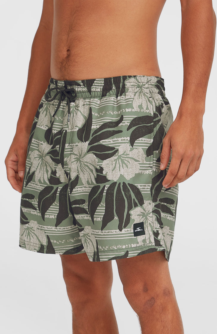 Short de bain Cali Floral 16'' | Green Dusty Flower