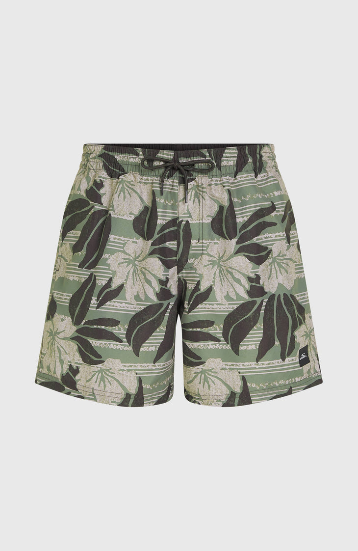 Short de bain Cali Floral 16'' | Green Dusty Flower