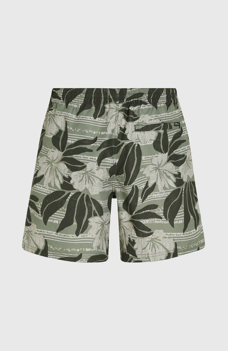 Short de bain Cali Floral 16'' | Green Dusty Flower
