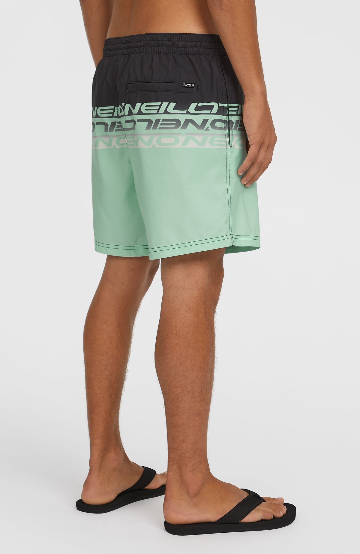 Short de bain Cali Stripe 16 | Green/Black Upside Down Clean