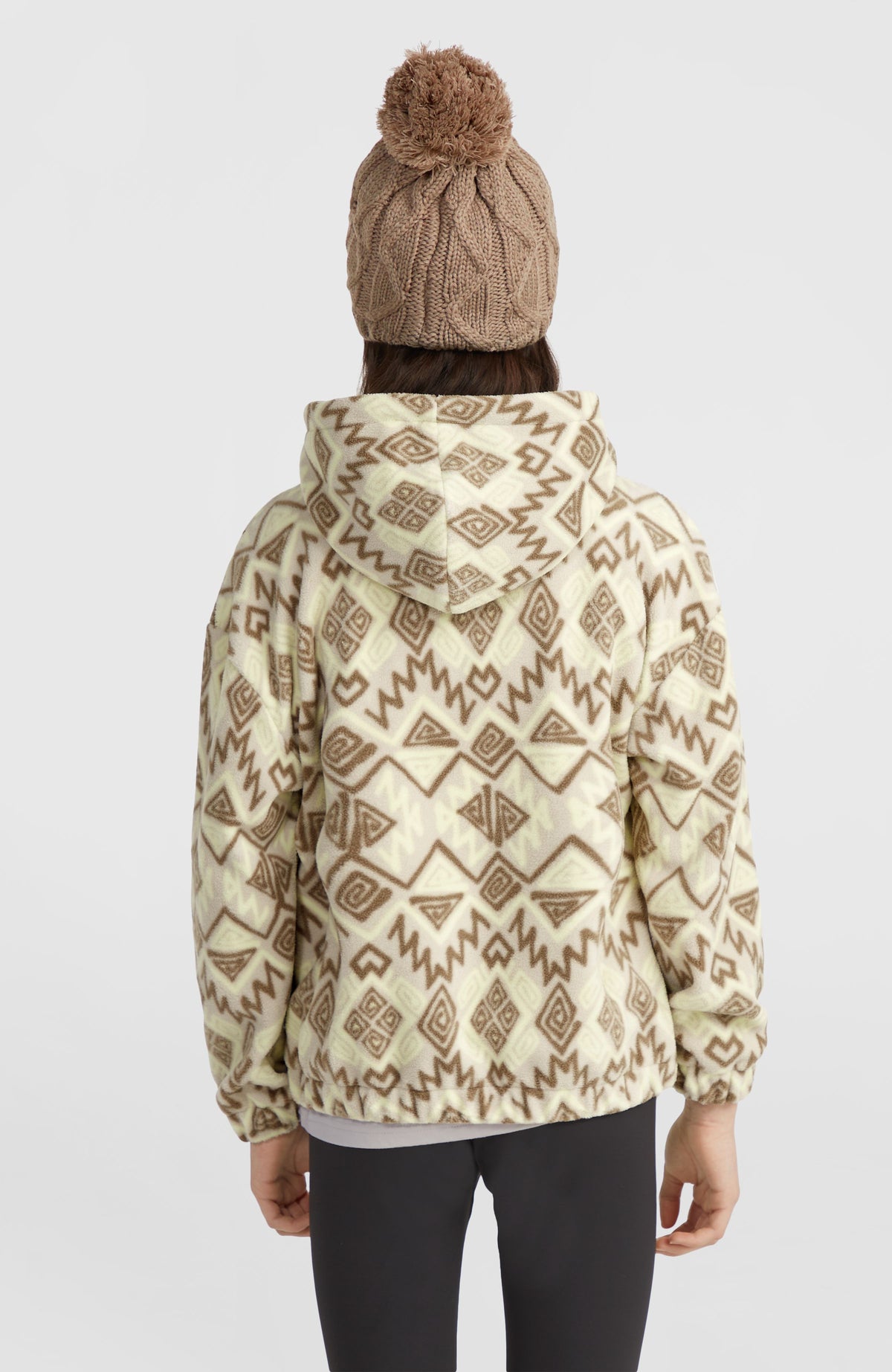 Sweat à capuche et col demi-zip Superfleece | Grey Retro Ikat