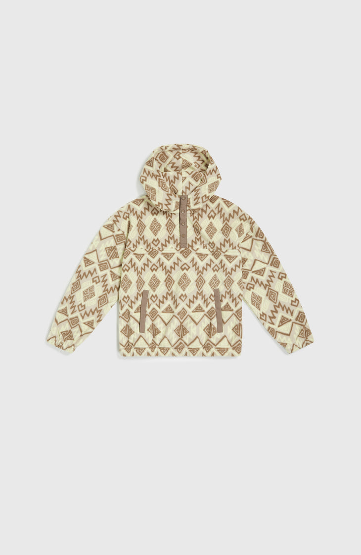 Sweat à capuche et col demi-zip Superfleece | Grey Retro Ikat