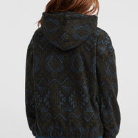 Sweat à capuche et col demi-zip Superfleece | Black Retro Ikat