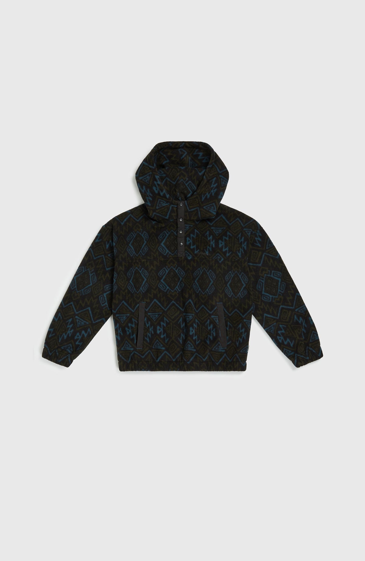 Sweat à capuche et col demi-zip Superfleece | Black Retro Ikat