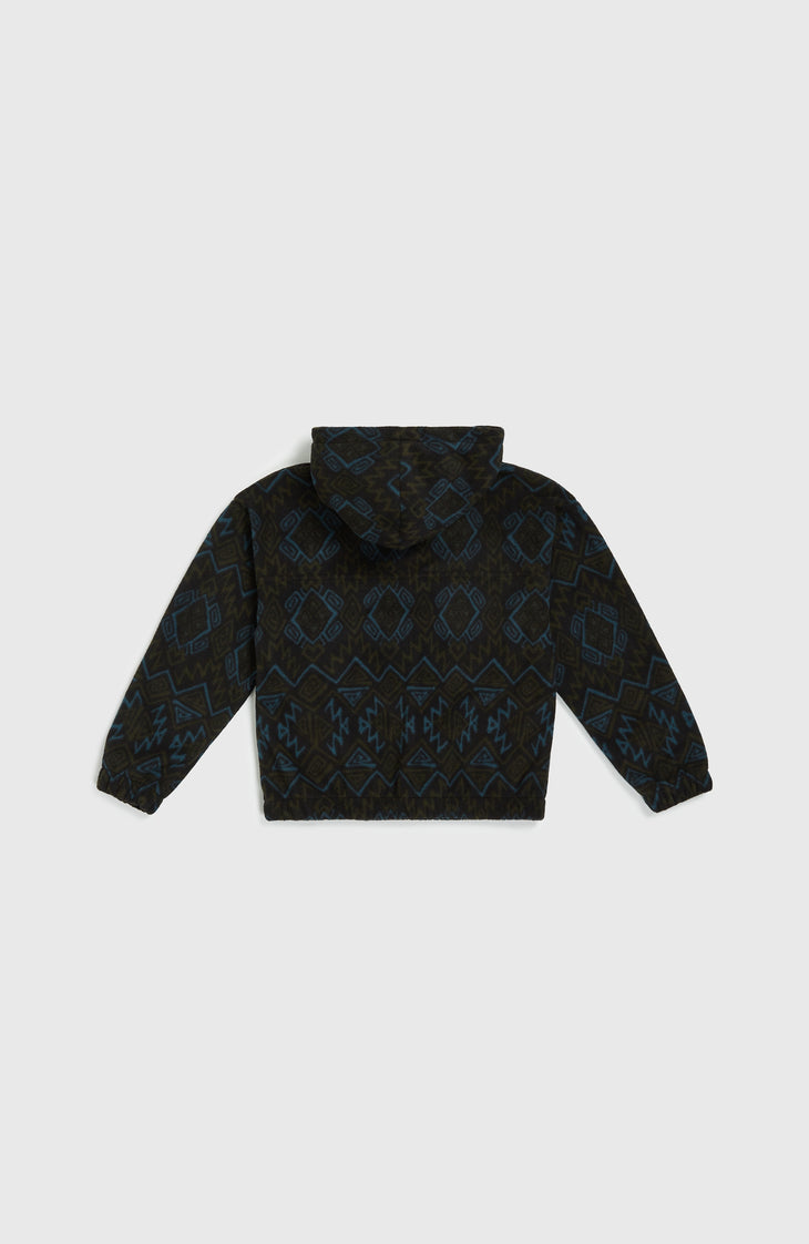 Sweat à capuche et col demi-zip Superfleece | Black Retro Ikat