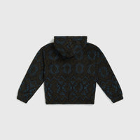 Sweat à capuche et col demi-zip Superfleece | Black Retro Ikat