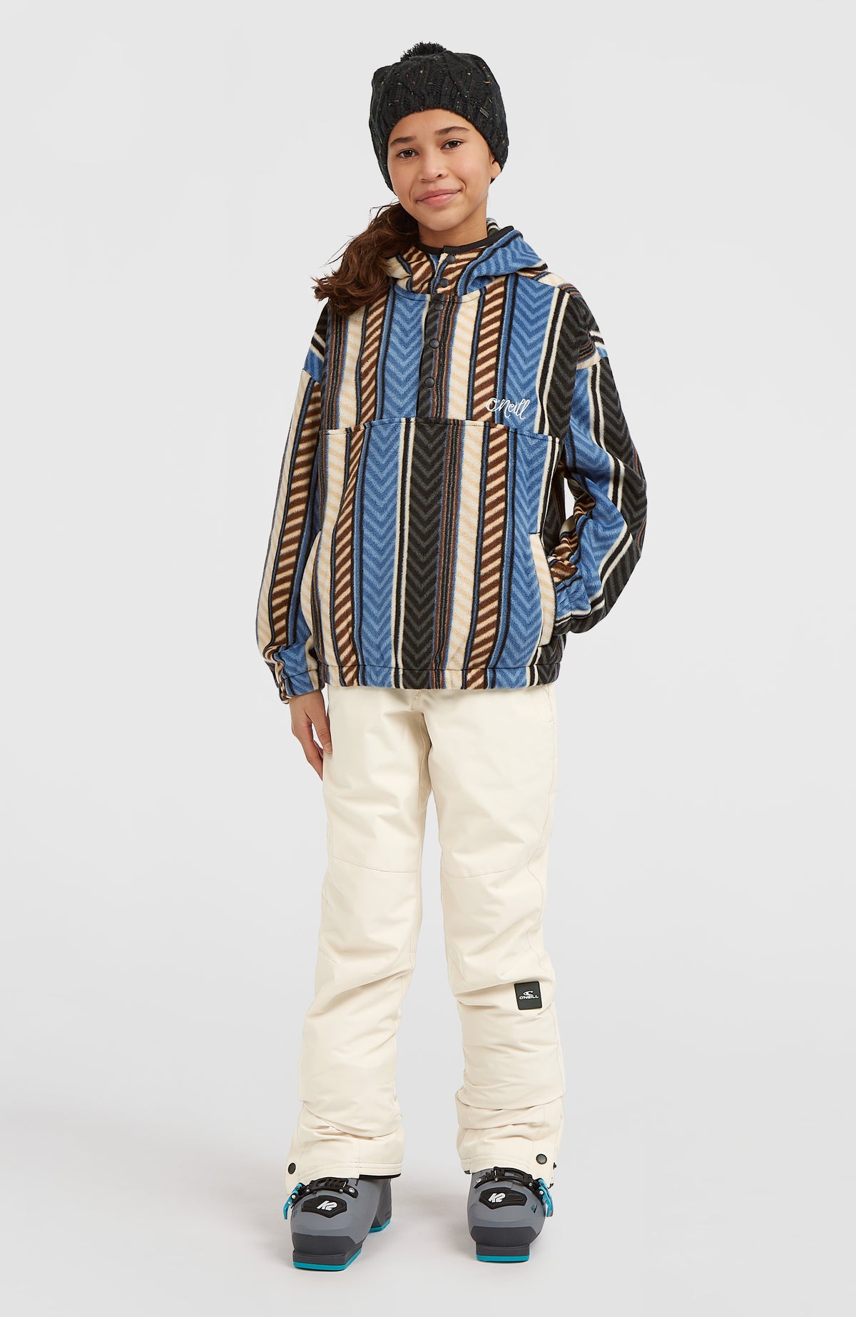 Sweat à capuche et col demi-zip Superfleece | Blue Vintage O'Neill Stripe