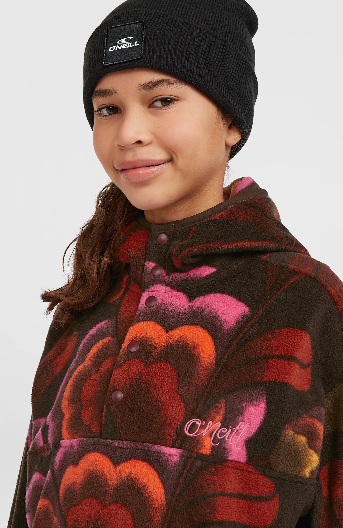 Sweat à capuche et col demi-zip Superfleece | Brown Originals Flower