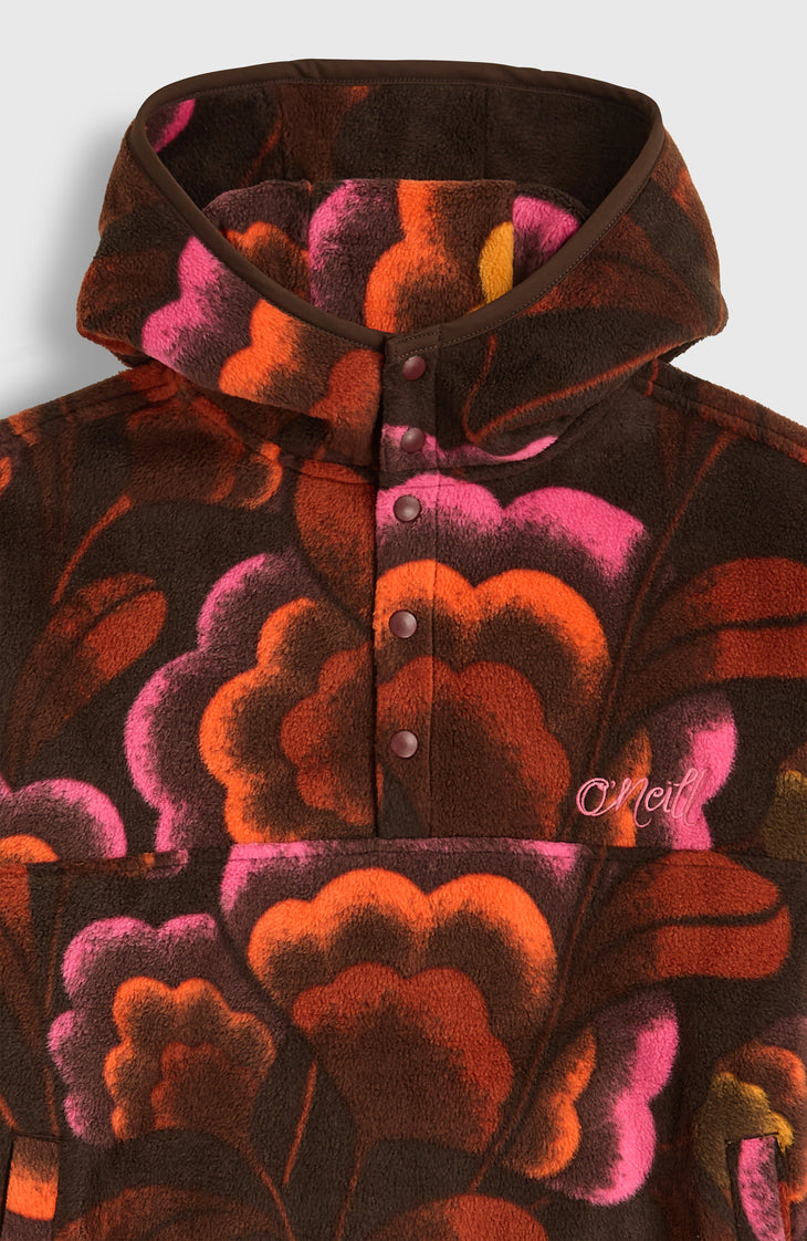 Sweat à capuche et col demi-zip Superfleece | Brown Originals Flower